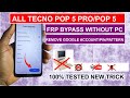 All Tecno POP 5 Pro BD4H Pop 5 FRP Bypass Without Pc Google Account Unlock New Security 2025