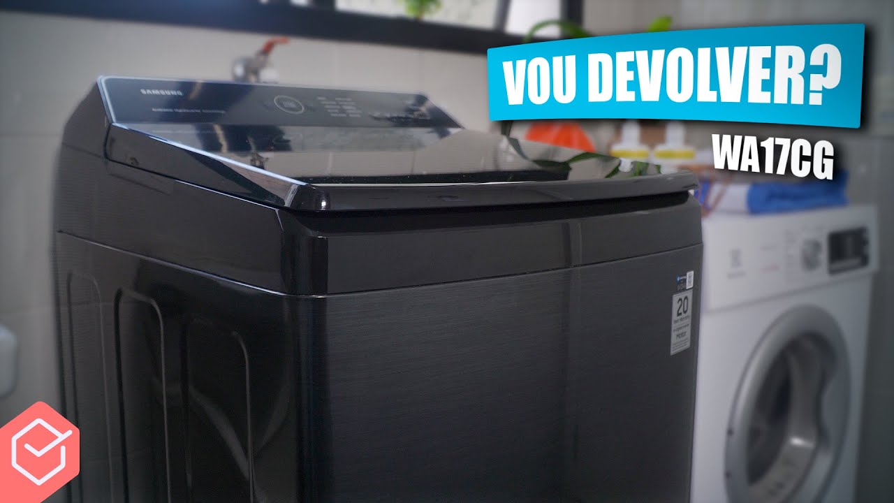 Miniatura da avaliação em vídeo de Lavadora Samsung WF19B 19kg Preto