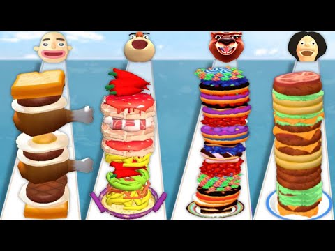 SANDWICH RUNNER vs NOODLE RUN vs PANCAKE RUSH vs BURGER RUN - Quadruple Game