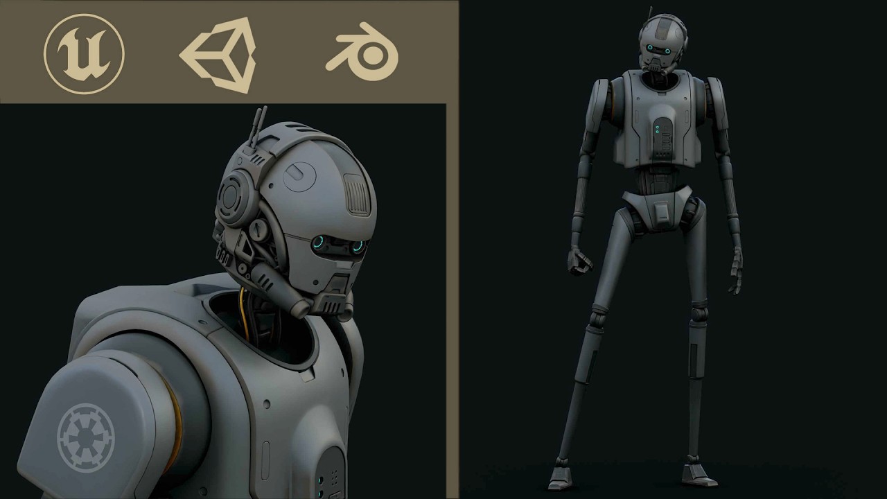 Imperial Droid-05 Auto-Rig Pro Rigged For Mixamo Unreal Engine Unity 3D Model