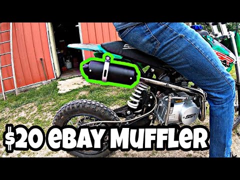Pit Bike STOCK vs AFTERMARKET Exhaust - Installing eBay Slip-On Muffler for $20 (IDLE & REV)