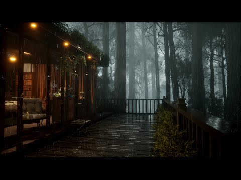 Rain on a Cozy Cabin Porch in the Forest | Relaxing Rain Sounds for Sleep & Study | 8 Hours