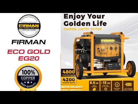 FIRMAN ECO GOLD EG20, 5.0Kva Generator (4200 Running watts) 100% Copper