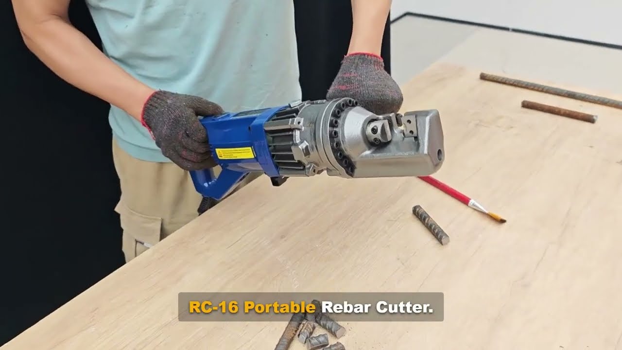 RC-16 electro-hydraulic rebar cutter cutting rebar video