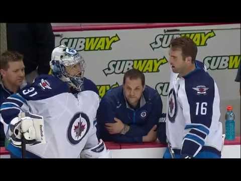Gotta See It: Pavelec collides with Ladd in warm ups