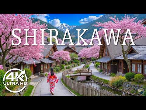 Shirakawa Spring 4K 🌸 Dreamy Sakura Villages, Traditional Farmhouses & Peaceful Mountain Scenery