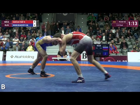 1/4 FS - 65 kg: M. NUKHKADIEV (RUS) df. V. SACULTAN (MDA), 6-4
