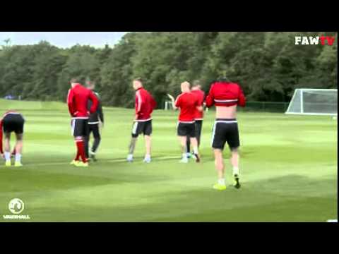 Gareth Bale Scores from a Wild Angle in Training with the Outside of His Boot