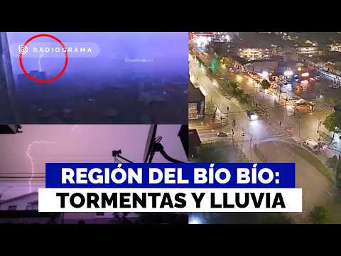 Tormenta eléctrica y fuertes lluvias azotan al Bío Bío: hay anegamientos y autos atrapados