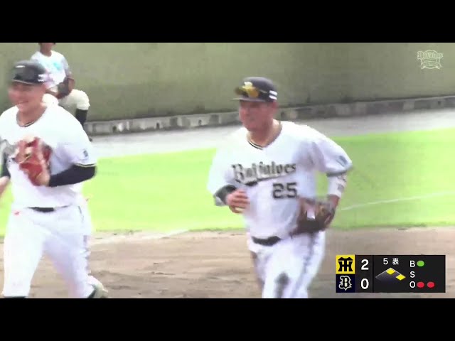 【ファーム】バファローズ・内藤鵬 三遊間の当たりに飛び込み2塁へ素早い送球で追加点を阻止!! 2025年7月12日 オリックス・バファローズ 対 阪神タイガース