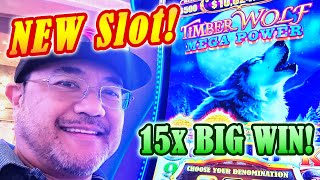 NEW Timber Wolf Mega Power slot! BIG WIN with 15x Multiplier at the Venetian casino in Las Vegas!