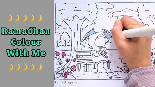 ASMR Relaxing Ramadhan Colour With Me | Rainy Prayers 🌧☔️