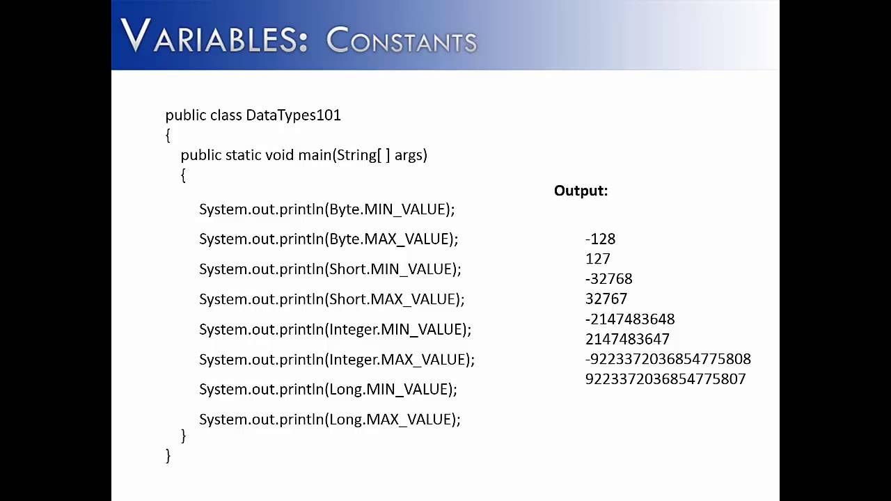 Variables: Constants (Java)