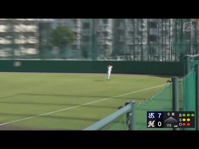 【ファーム】マリーンズ・谷川唯人 頭上を越えそうな打球をジャンピングキャッチ!!  2023年5月9日 千葉ロッテマリーンズ 対 東京ヤクルトスワローズ