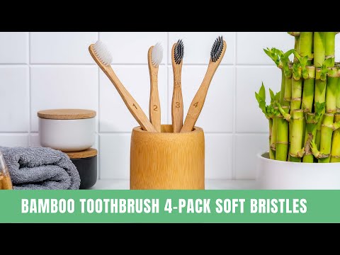 4-Pack Bamboo Toothbrush Soft Bristle, Eco Friendly Wooden Toothbrushes Soft Bristles, Biodegradable Bamboo Toothbrushes for Adults