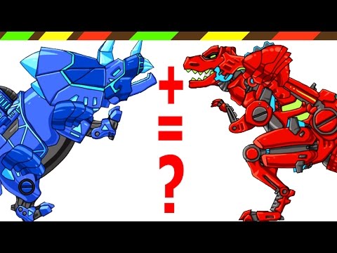 Dino Robot Corps: Tyranno Red + Tricera Blue = Tyranotops MK2 & Tricerano MK2 | DCTE VN