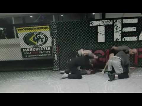 Cage wall drills in the mma class and boxing on other mats .Fight Factory