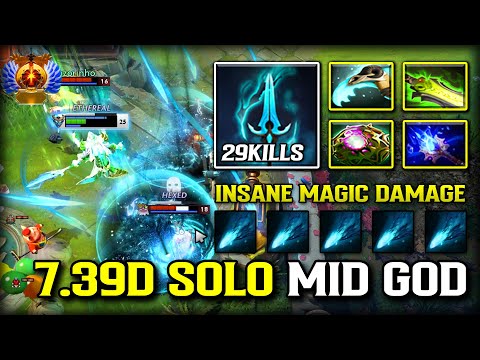 7.39D SOLO MID GOD Skywrath Mage | 29KILLS Crazy Spell Damage Dealt | 100% Show no Mercy DOTA 2