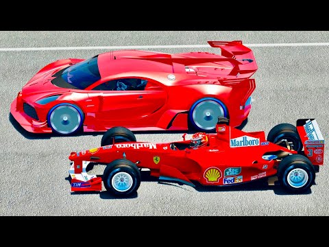 Bugatti Red Devil VGT Concept vs Ferrari F1 2000 - Desert Drag Race