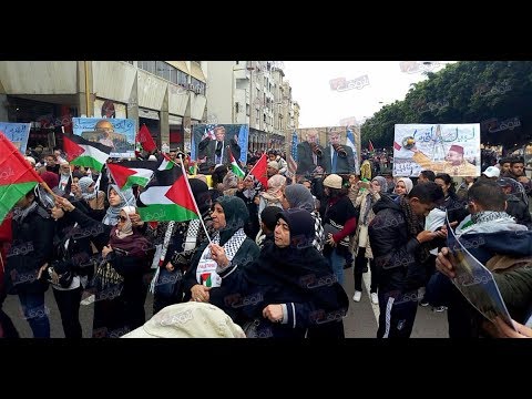 آلاف المغاربة يحتجون في شوارع الرباط  لنصرة القدس