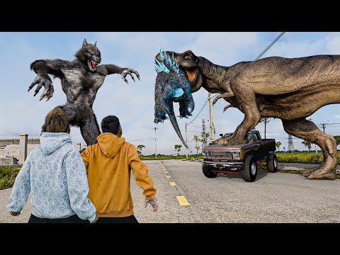 GODZILLA & Werewolves VS T - Rex | Jurassic Park Fan Made Movie | HORROR SHORT FILM | SC GAME DG2T