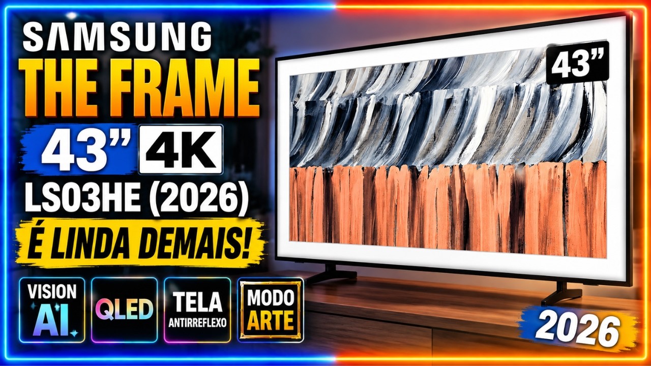 Miniatura da avaliação em vídeo de Smart TV Samsung The Frame 43" 4K QLED LS03H