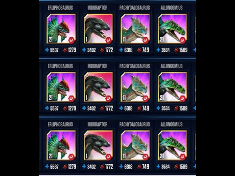 ERLIPHOSAURUS INDORAPTOR PACHYGALOSAURUS ALLONOGMIUS BATTLE II Jurassic World The Game