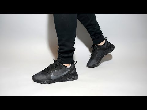 Nike React Element 55 All Black BQ6166-008 on feet