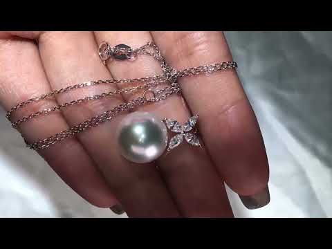 12.0-13.0MM WHITE SOUTH SEA PEARL & DIAMOND & 18K GOLD PENDANT 😍😍😍