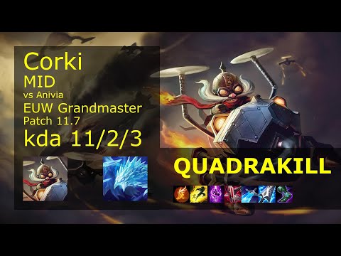 Corki Mid vs Anivia - EUW Grandmaster 11/2/3 Patch 11.7 Gameplay