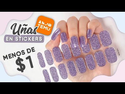 ¿FUNCIONARÁN? 🤔 PROBANDO ESMALTE DE UÑAS EN STICKERS 💅🏼 TEMU · MANICURA CON GLITTER 💅🏼