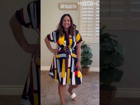 Meet.Curve-Print Color Block Dolman Sleeve Belted Plus Size Midi Dress