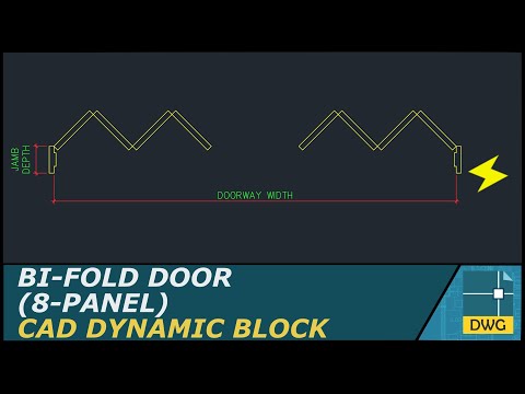 Bi-fold Door (8-Panel): AutoCAD Dynamic Block (Plan View)
