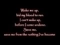 Evanescence Amy Lee Wake me up Inside Lyrics ...