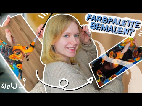 Wer braucht schon eine Leinwand?! Künstlerin bemalt eine FARBPALETTE 🎨  mit Acrylfarben!
