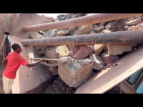 Hopper Jam Cleared With Hammer! Giant Rock Crushing Process | Satisfying Stone Crusher Action