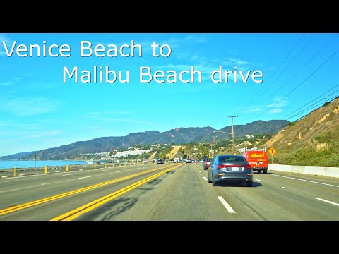 relaxing 4K ride, driving from Venice Beach to Malibu Beach, Los Angeles, CA.