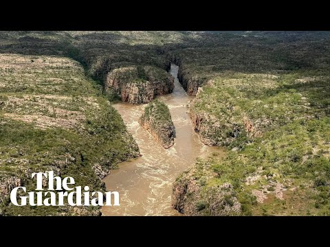 Aerial footage shows swollen Katherine Gorge