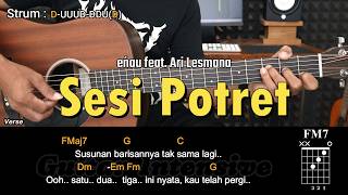 Download lagu Sesi Potret - eńau feat. Ari Lesmana | Tutorial Chord Gitar Mudah dan Lirik mp3
