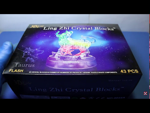 Обзор 3D кристаллического пазла Знака зодиака 'Телец' со светом