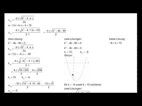 Quadratische Gleichungen mit Parameter lösen