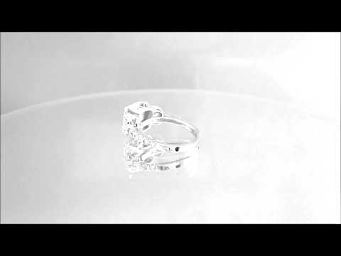 18K WHITE GOLD CUSHION CUT DIAMOND EGAGEMENT RING ART DECO STYLE 2.77CTW - KNR INC - 359