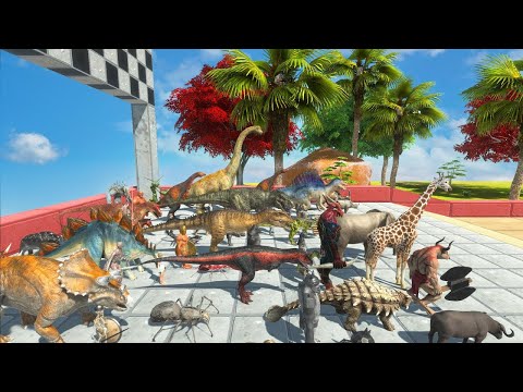Speed Race Dinosaurs vs Animals Jurassic World Evolution - Animal Revolt Battle Simulator