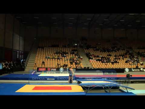 SJOEBERG Lina (SWE) - 2015 Trampoline Worlds - Qualification Double Mini Routine 2