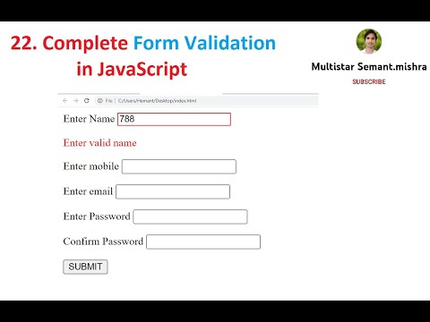 22 Complete Form Validation In Javascript Javascript Tutorial Semant Sir