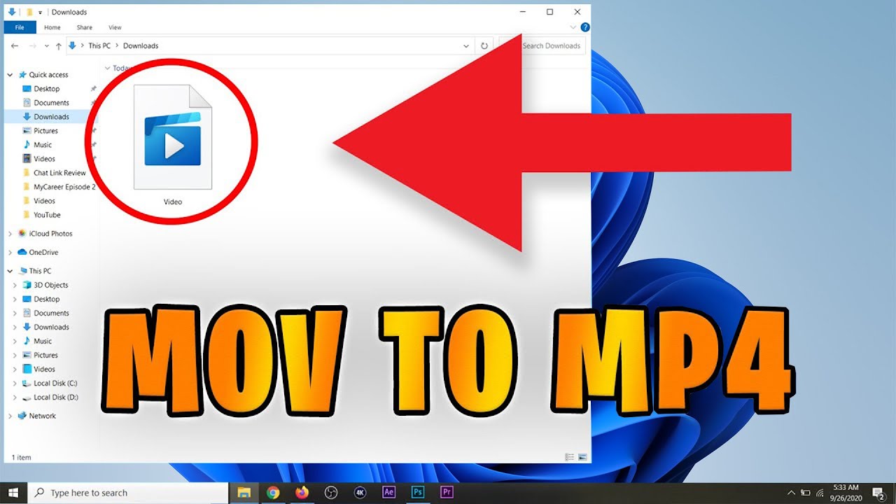 Converting MOV to MP4 on Windows 10/11 without software