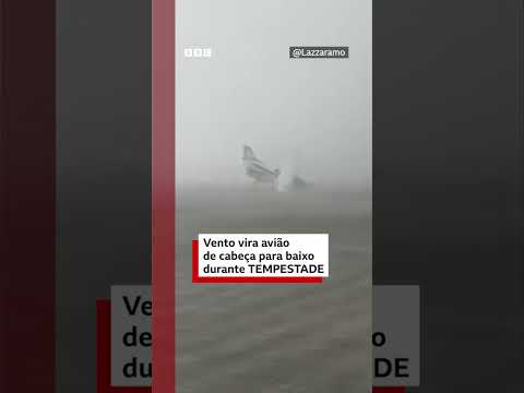 Vento vira avião de cabeça para baixo durante tempestade na Itália