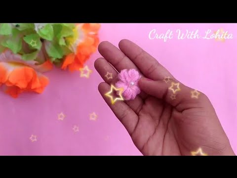 Cute Wool Flowers Making /Woollen Flowers / art And craft with lohita