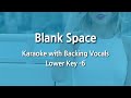 Blank Space (Lower Key -6) Karaoke with Backing Vocals