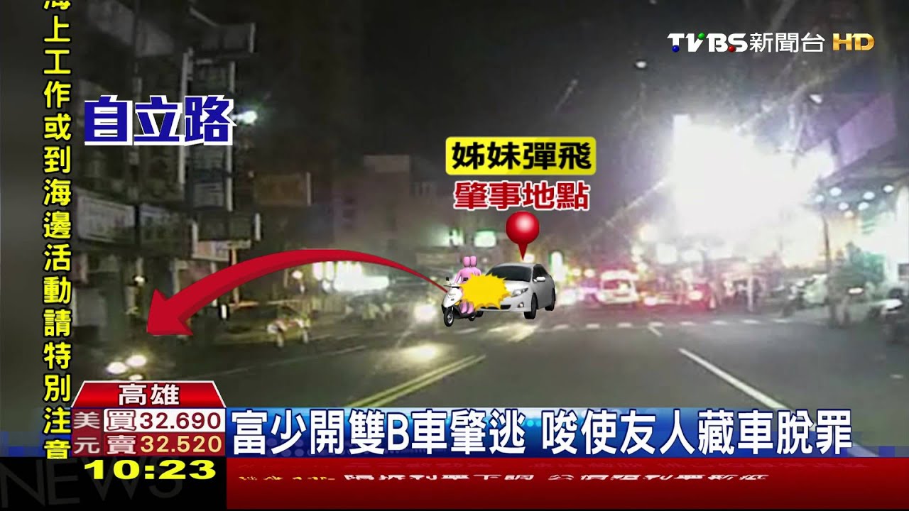 富少開雙B車肇逃 唆使友人藏車脫罪
